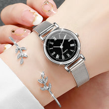 Load image into Gallery viewer, 2Pcs Fashion Women Quartz Watch Steel Mesh Band Watches