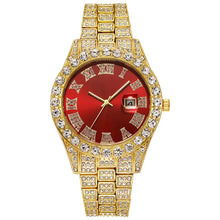 Load image into Gallery viewer, Luxury Classic Golden Men's Steel Strap Roman Scale Rhinestone Calendar Quartz Watch