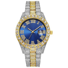 Load image into Gallery viewer, Luxury Classic Golden Men's Steel Strap Roman Scale Rhinestone Calendar Quartz Watch