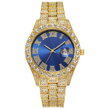 Load image into Gallery viewer, Luxury Classic Golden Men's Steel Strap Roman Scale Rhinestone Calendar Quartz Watch

